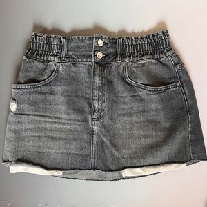AllSaints Hailey Grey Denim Mini Skirt Oversized Pocket Lining NWT Size 8